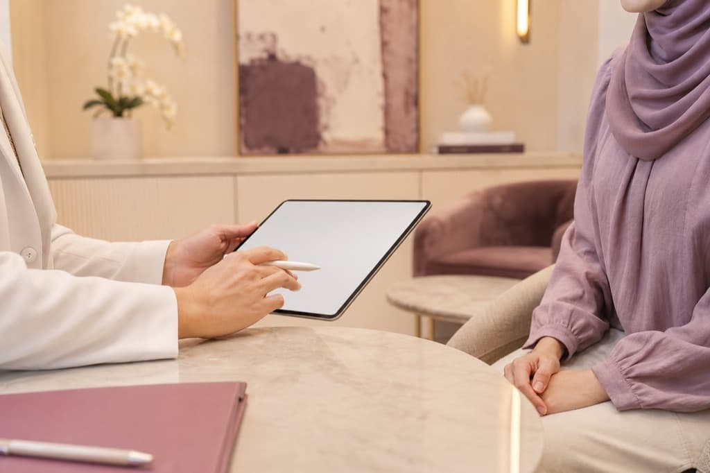 Doctor-led private consultation atmosphere without showing a specific doctor portrait