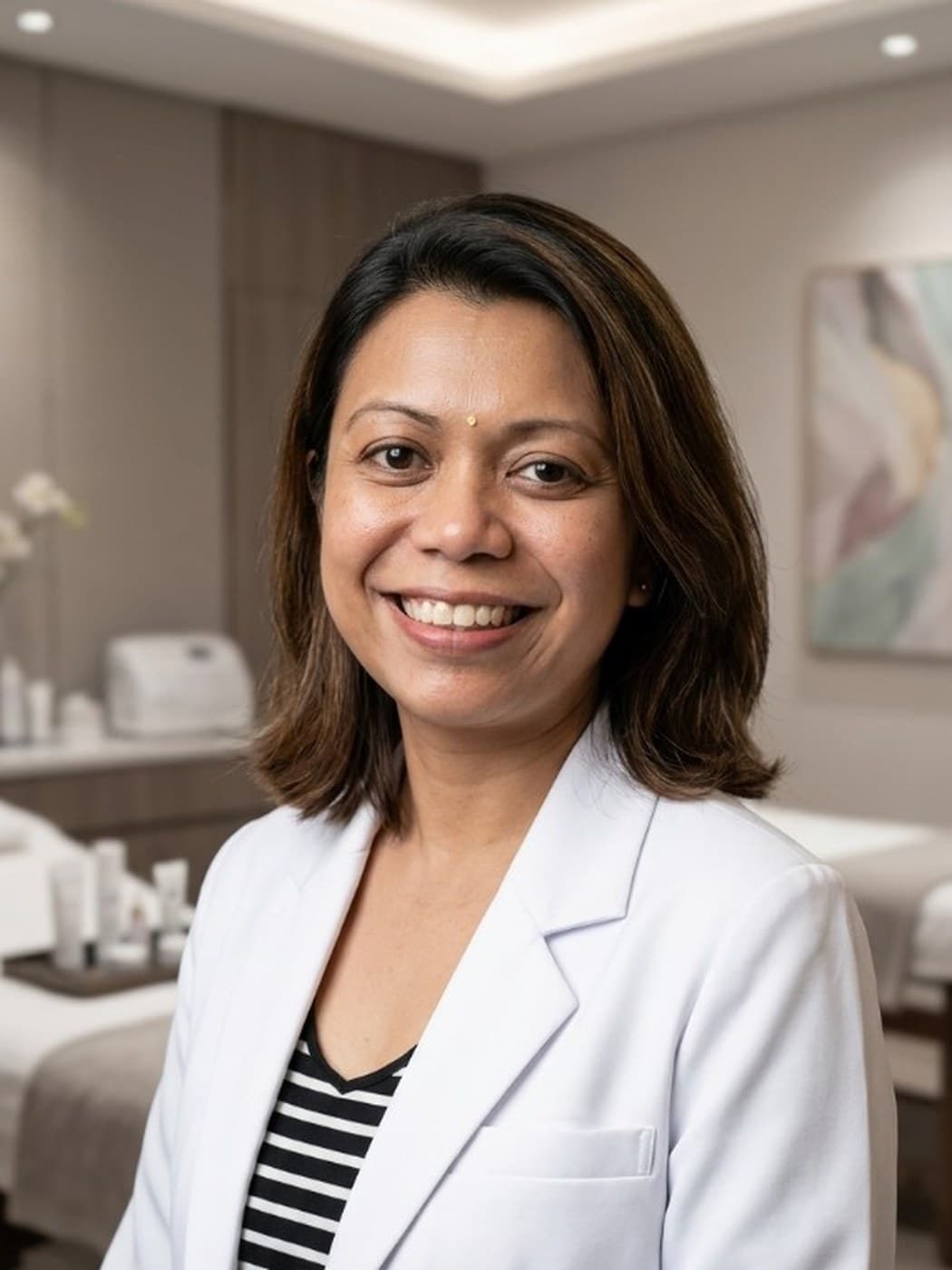 Dr. Gauri, doktor estetik dan wellness, di kliniknya di Petaling Jaya