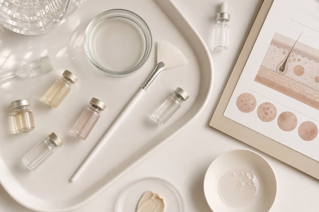 Branding-safe editorial image for Acne Treatment Options: varied visual style, cool ivory clinical atmosphere, no readable text
