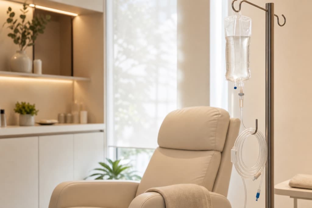 Branding-safe editorial image for Immune Support IV Guide: varied visual style, cool ivory clinical atmosphere, no readable text