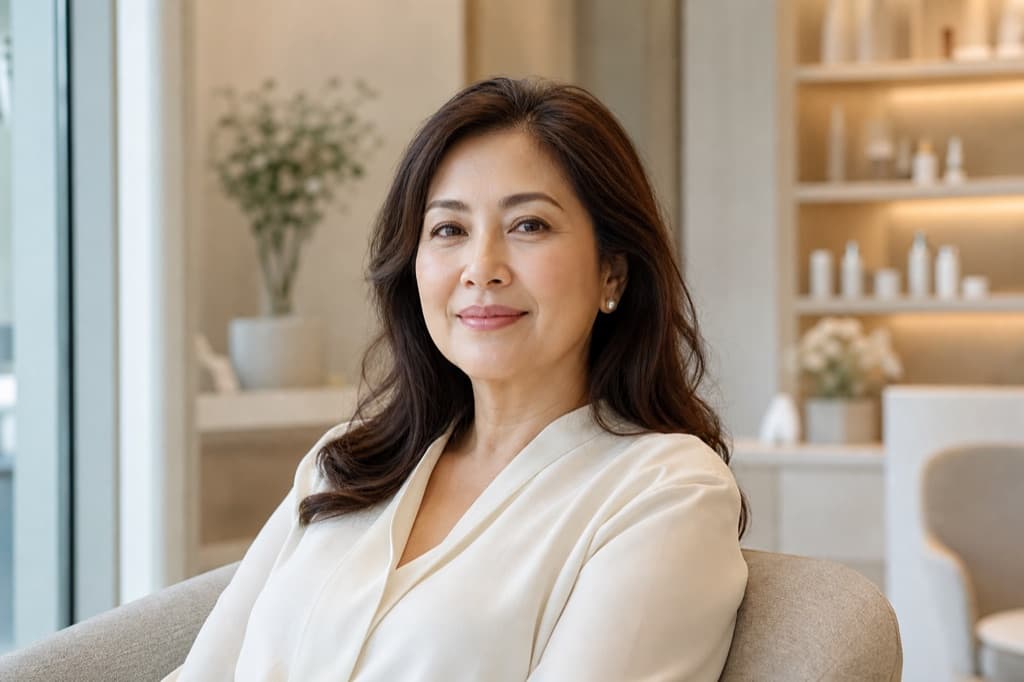 Branding-safe editorial image for Menopause, Skin & Wellness: varied visual style, cool ivory clinical atmosphere, no readable text