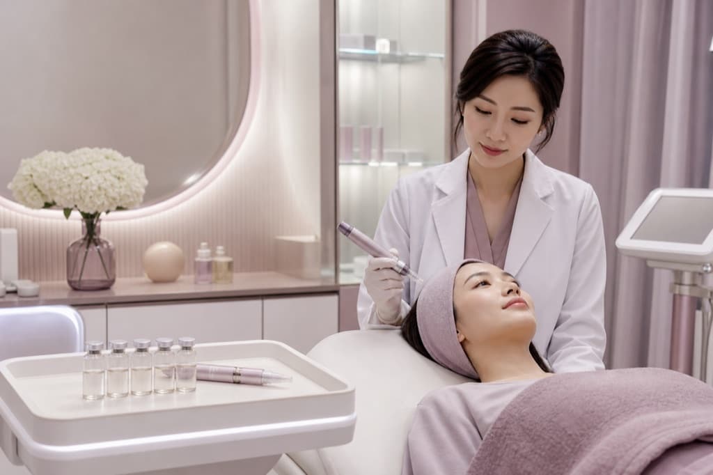 Branding-safe editorial image for Meso BB Glow Guide: varied visual style, cool ivory clinical atmosphere, no readable text